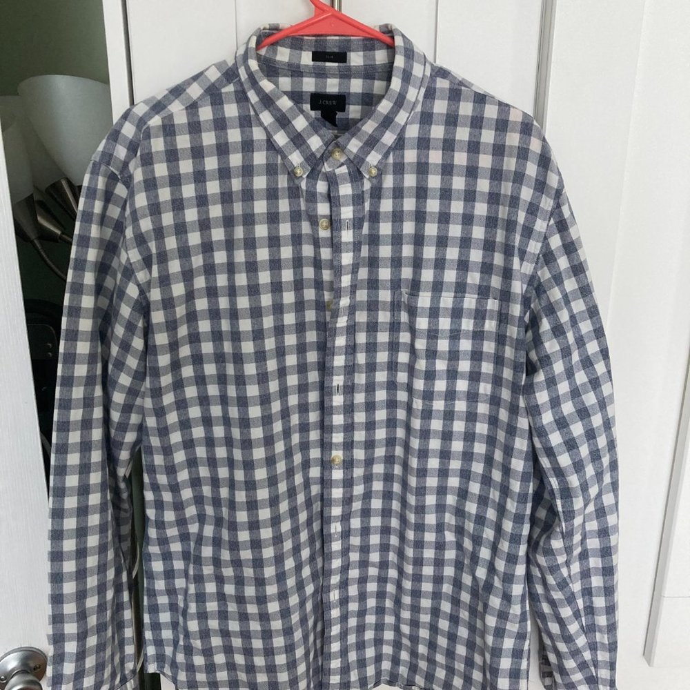 J. Crew men's button-down grey checkered shirt - Picture 2 of 5
